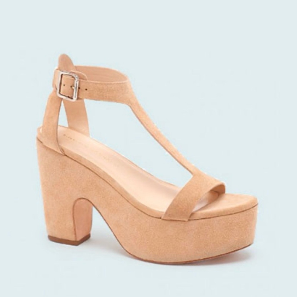 Loeffler Randall Minette Nude Suede T-Strap Platform Sandal